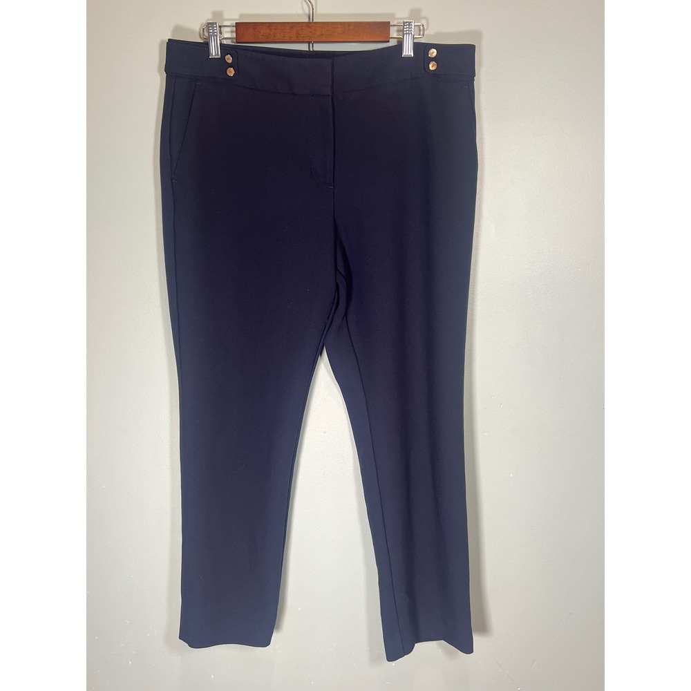 Ann Taylor Loft navy blue marisa crop pants gold buttons details Women's Size 12